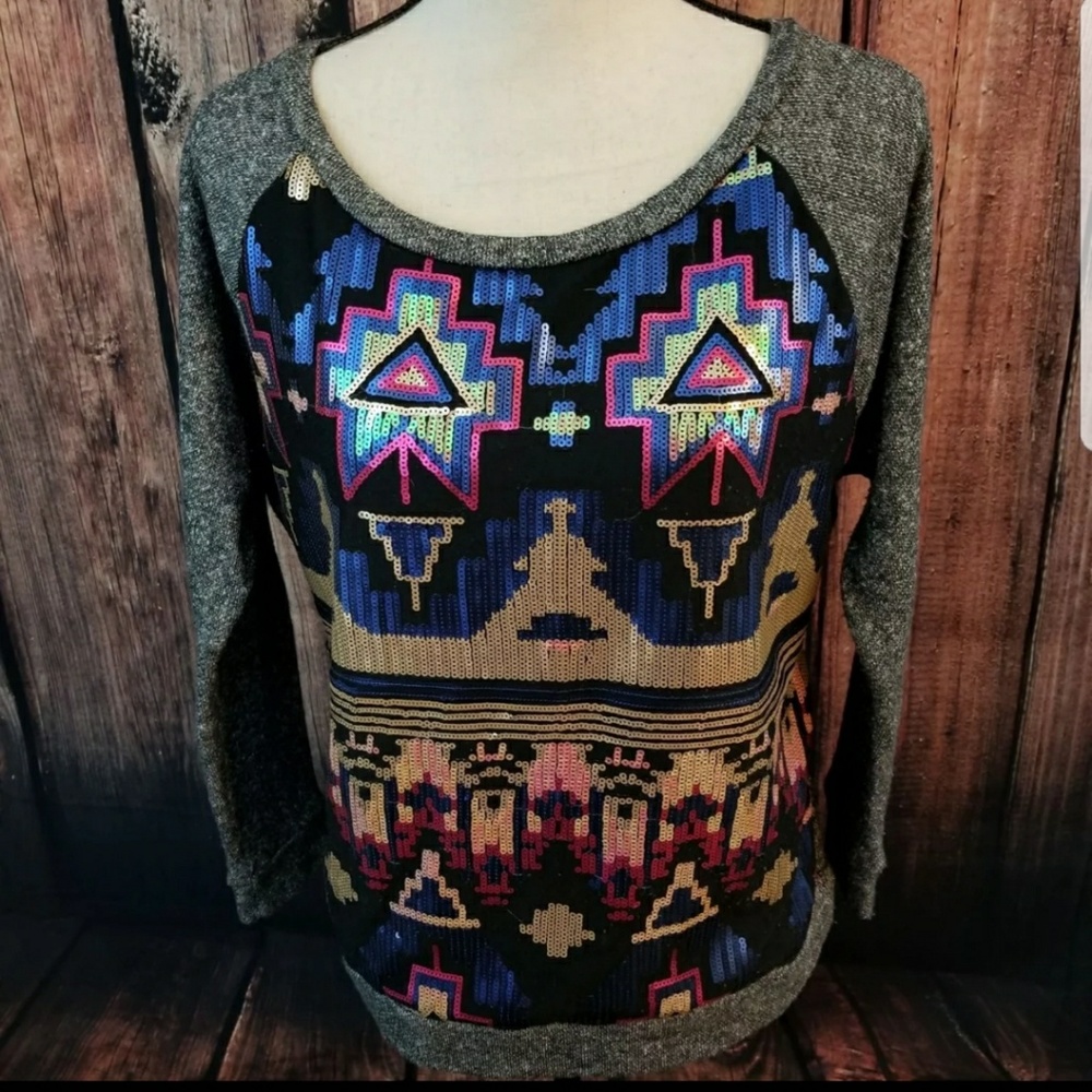 Sequins tribal sweater
